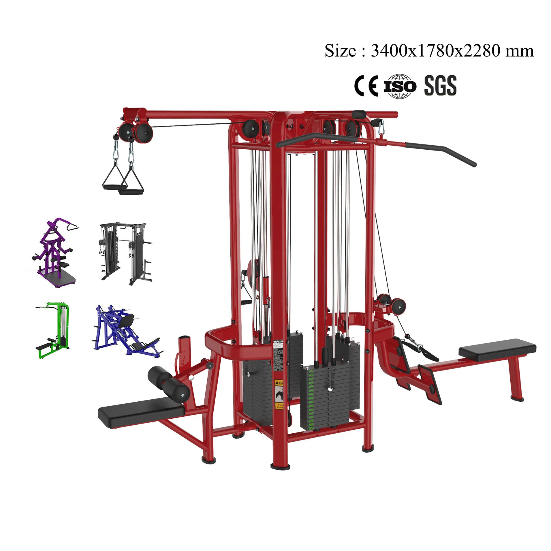 Commercial fitness equipment pin loaded strength machine Multi Jungle Functional Training 4 Station multi fitness station