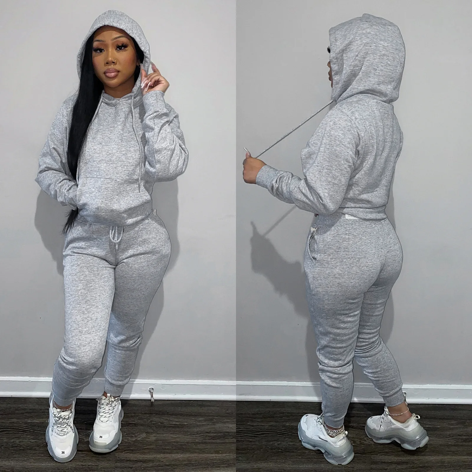 LW8197 - Custom tracksuit jogger pants set 2021 thick sweatsuit women winter clothing 2 piece sets