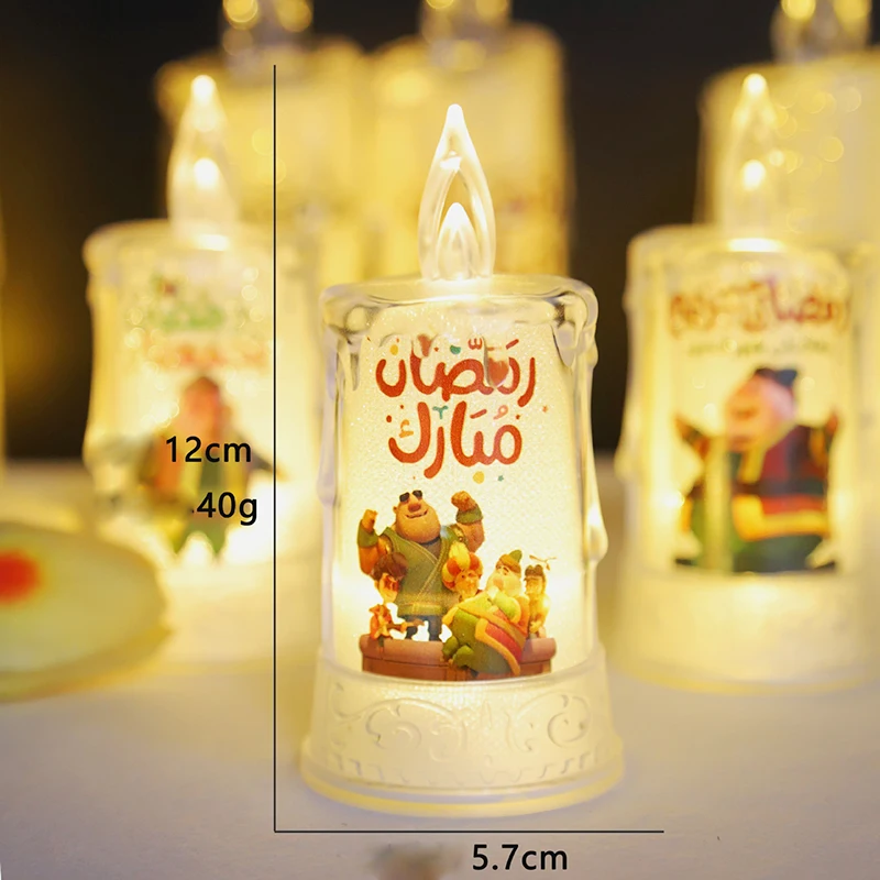 Ramadan LED Tea Light Candle Transparent Flameless Electronic Candle for Party Decorations for Ramadan Celebrations