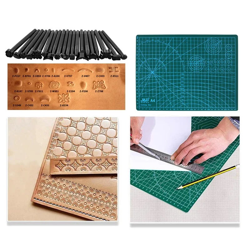 Factory direct sales of leather tools perforation stitching cutting two-color four buckle installation and tools