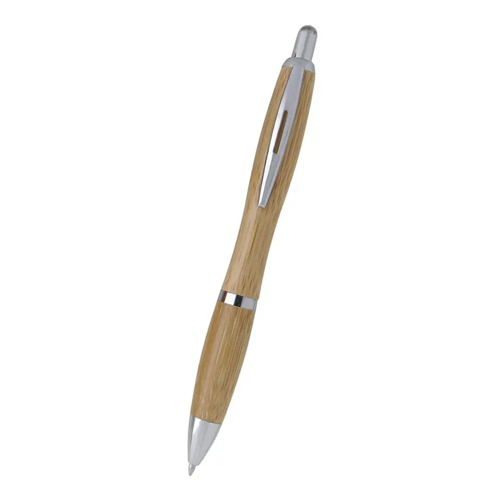 
NH010 LOW MOQ Promotional high quality bamboo barrel ball point pen with curve shape and custom logo 