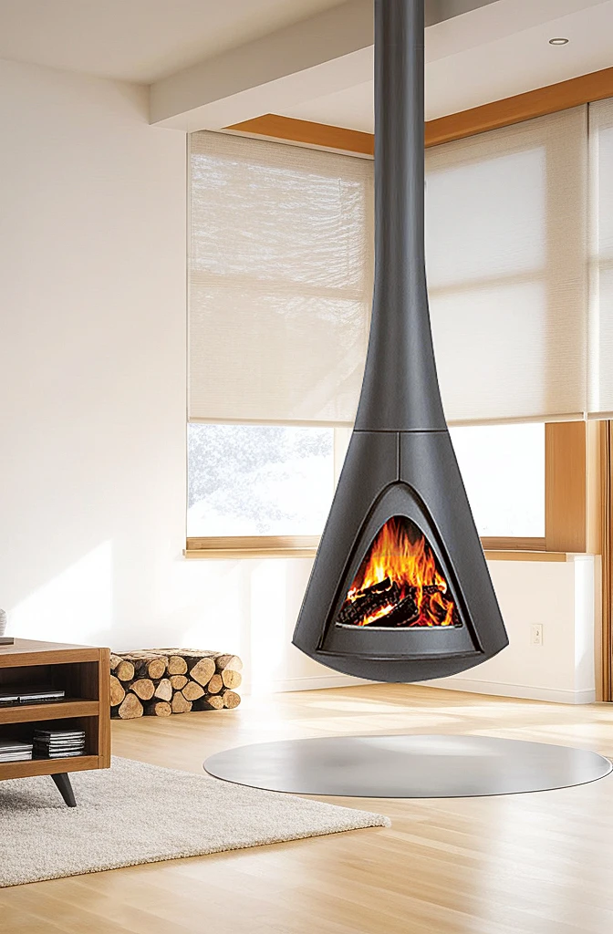 Hanging special-shaped real fire wood-burning fireplace Villa living room decoration features art modeling hanging heating stove