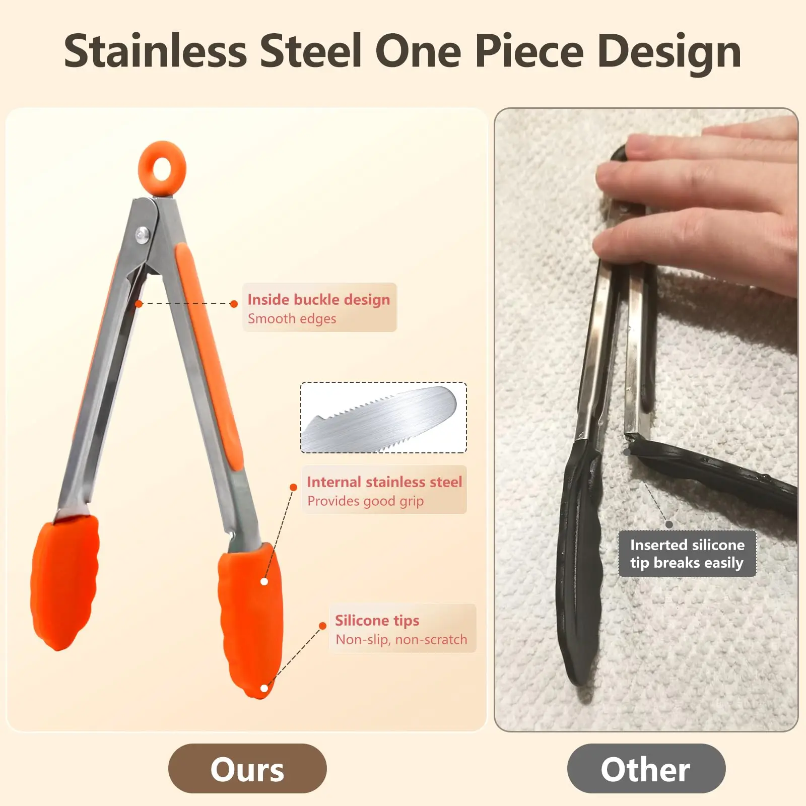 Stainless Steel Silicone Kitchen Tongs Silicone Food Tongs