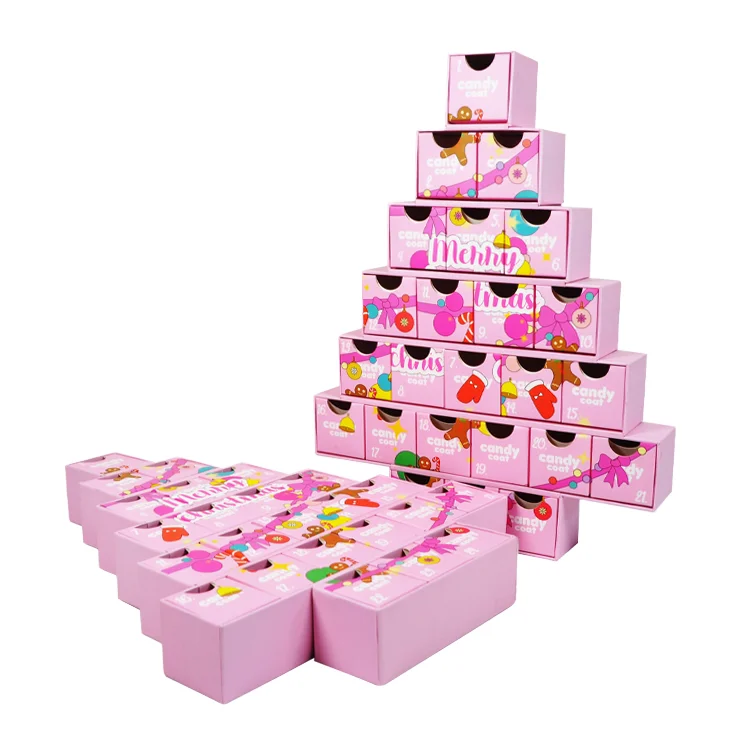 Custom Advent Calendar Gift Boxes for Christmas for Packaging Eye Cream Facial Cleanser Loose Powder Nail Polish Oil Perfume