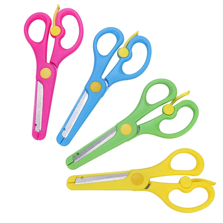 Multicolor DIY Cartoons Paper Cutting Kids Students Safety Stationary Scissors