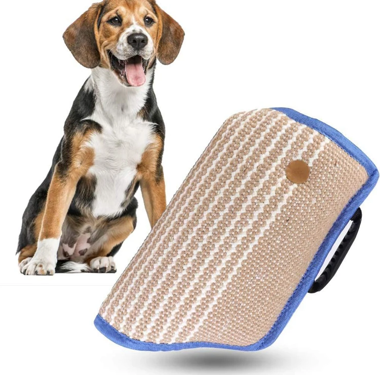 2 Handles Dogs Bite Sleeve Jute Arm Protection Sleeve for Dog Puppy Training Chewing Tug Toy