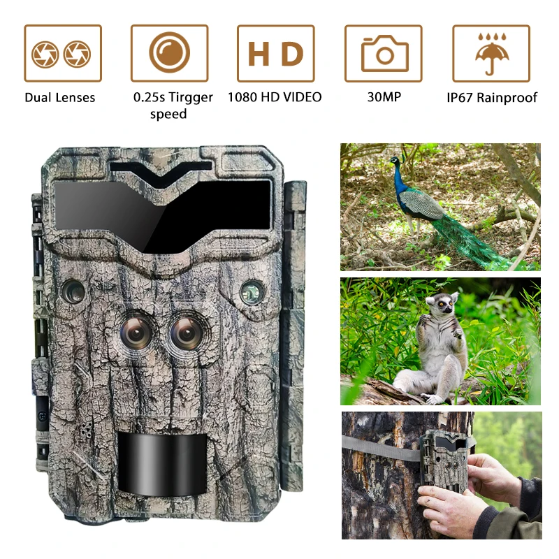 KW698A 2-sensors scouting camera dual-lens 4K game camera easy to navigate simple to use