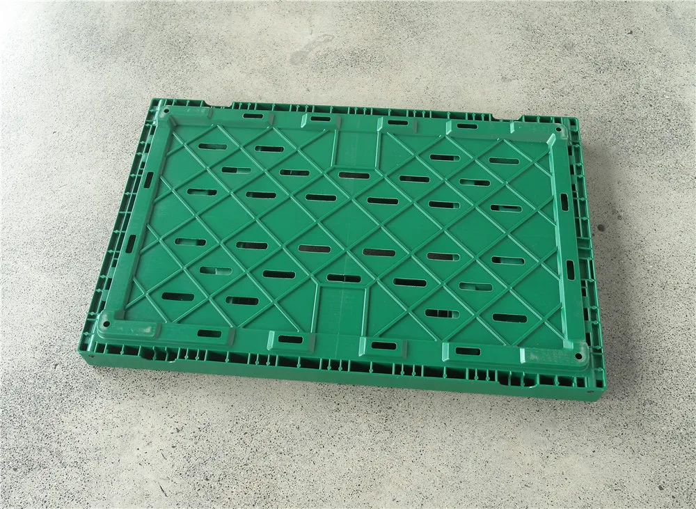 wholesale Green Color Plastic Crate 60*40*17 CM stackable Vented Type Folding Mesh Fruit Storage Crate basket