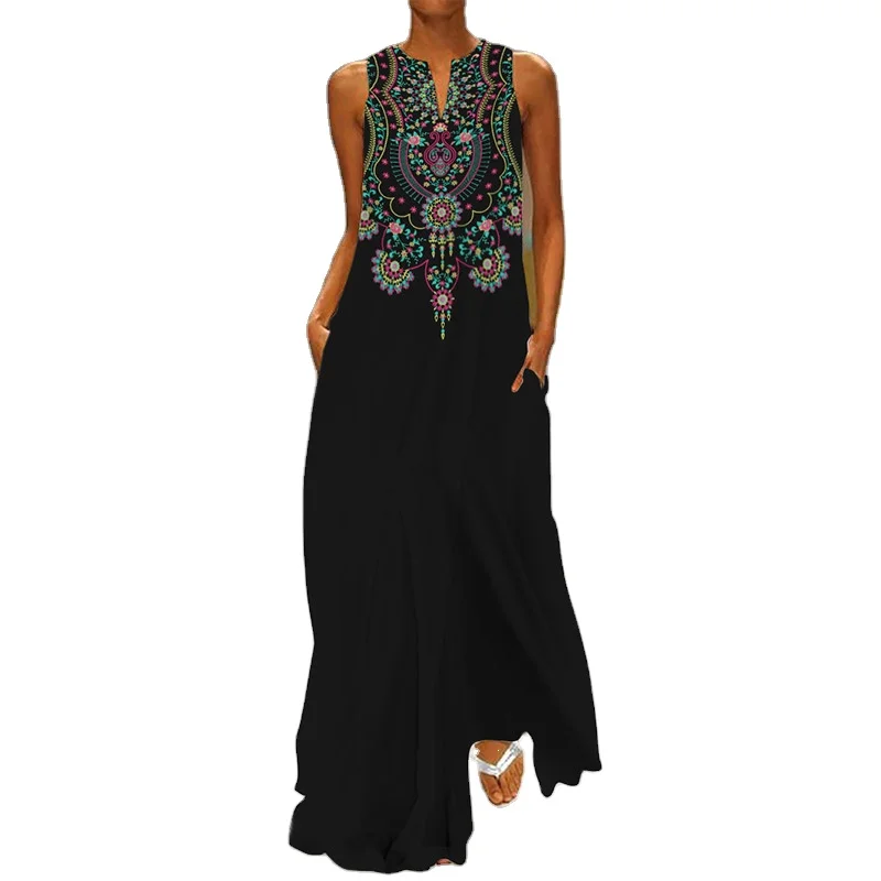 Hot product Ladies Chinese style long sleeveless dress dress simple style summer dress