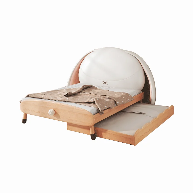 Cartoon Shaped Leather Headboard Bedroom Velvet Bed Furniture Wooden Kids Bunk Bed