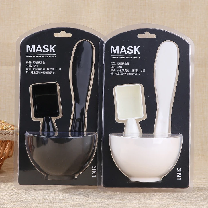 Lameila 3 In 1 White Color Diy Plus Size Cosmetic Facial Beauty Clay Mask Plastic Face Mixing Bowl Set With Spatula D0892