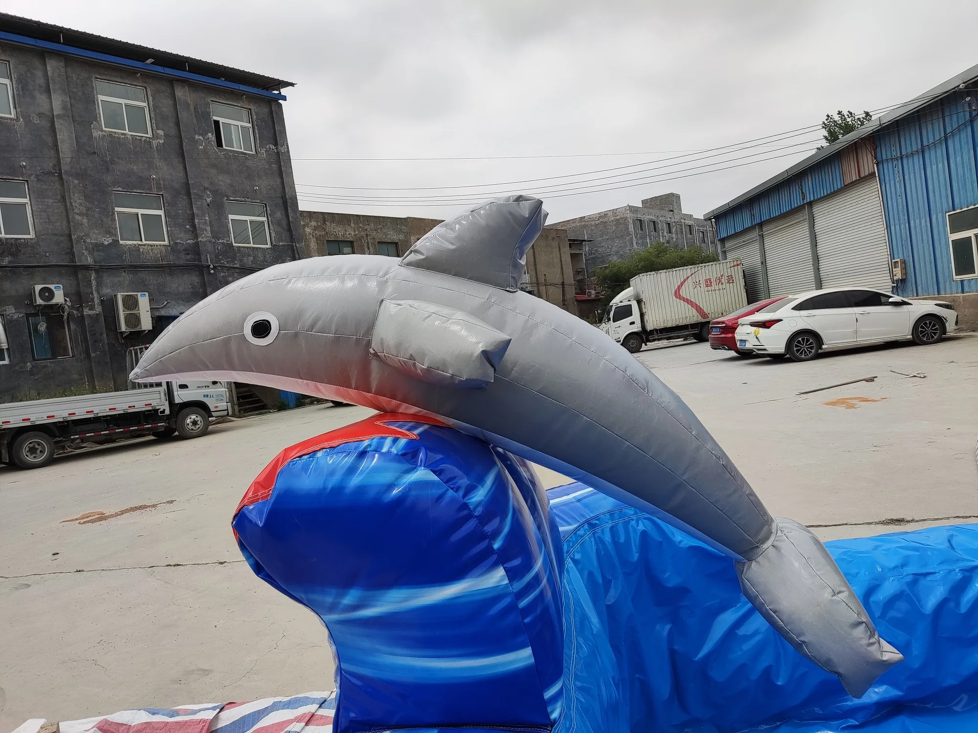 Miami dolphin inflatable water slide pool