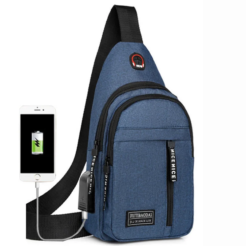Sling crossbody chest bag men 2022 backpack custom messenger bags with usb connector