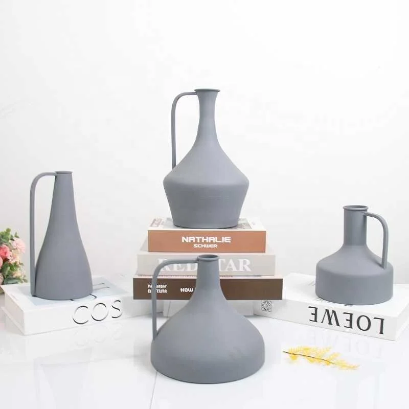 Modern And Minimalist Home Decoration, Morandi Color Creative Vases, Dry Flowers, Iron Art Floral Utensils, Zen Meta