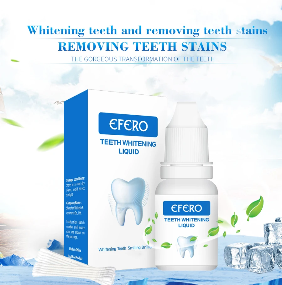 wholesale private label EFERO natural teeth whitening product foam Powder serum essence dental best teeth whitening light liquid