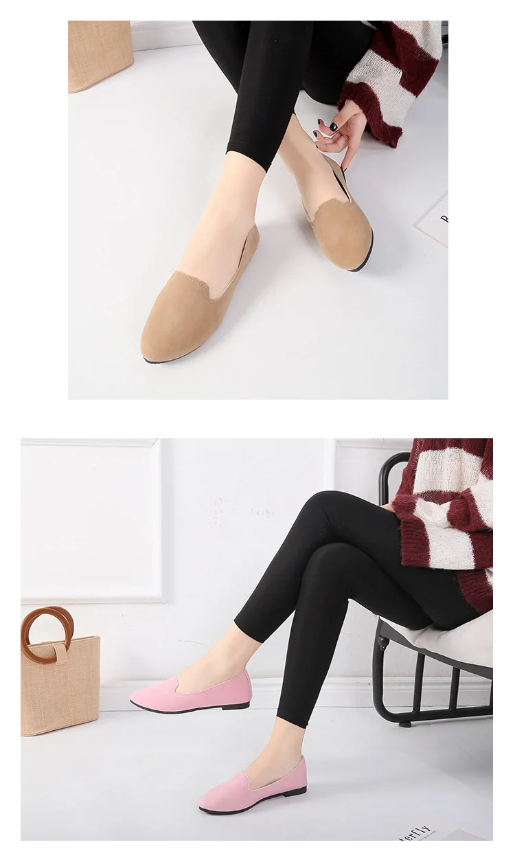 CLS002 pointed suede shallow mouth 35-43 code jobs shoe flat comfort women's casual shoes