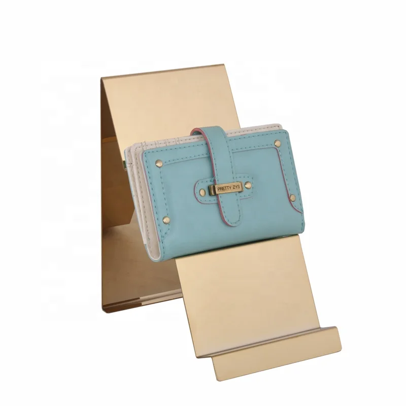 Customized Bag Store 3 Tiers Metal Countertop Table Leather Coin Purse Rack Wallet Display Stand Holder