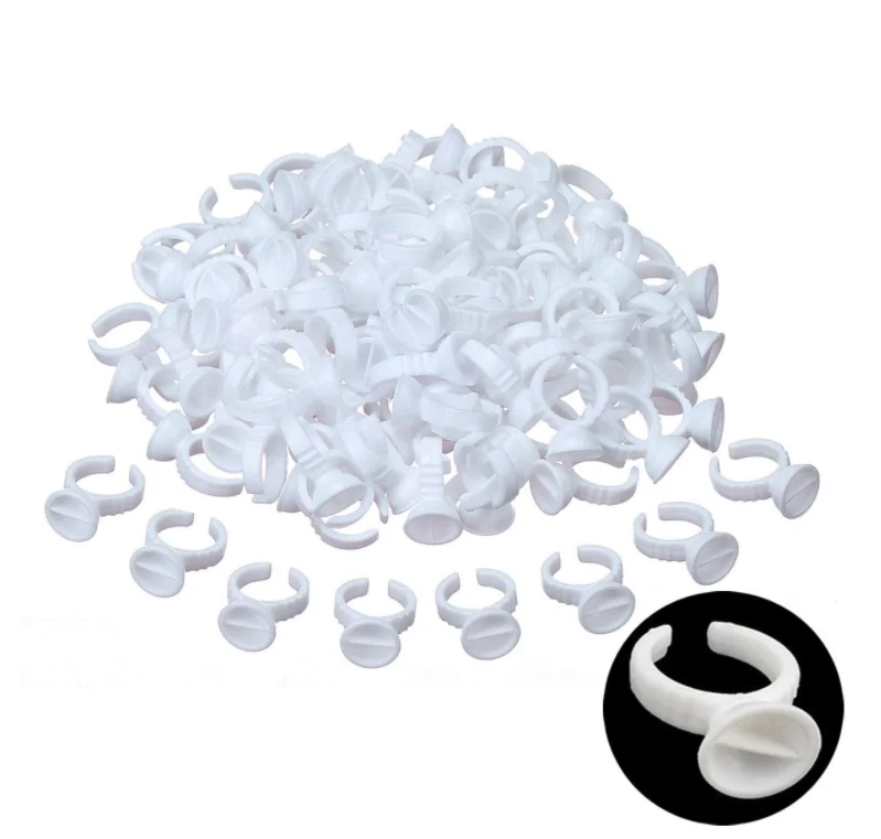 Wholesale 100Pcs Disposable Eyelash Glue Fan Cup Rings Holder Container Tattoo Pigment Eyelash Extension Tools Lash Supplies