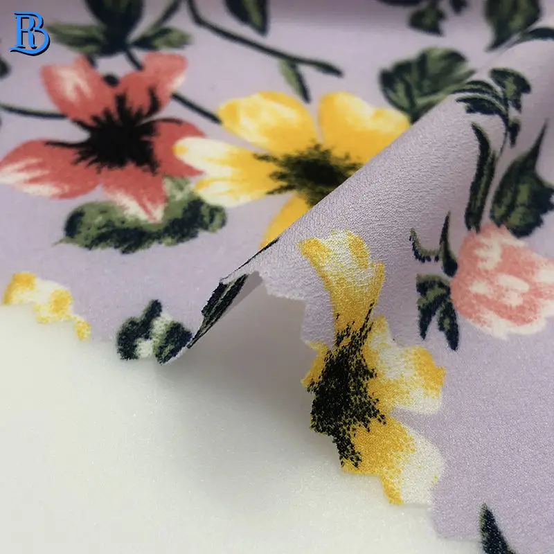 75D Como Moss Crepe Printed With Pleated Chiffon Print Fabric For Dress Trousers Skirts