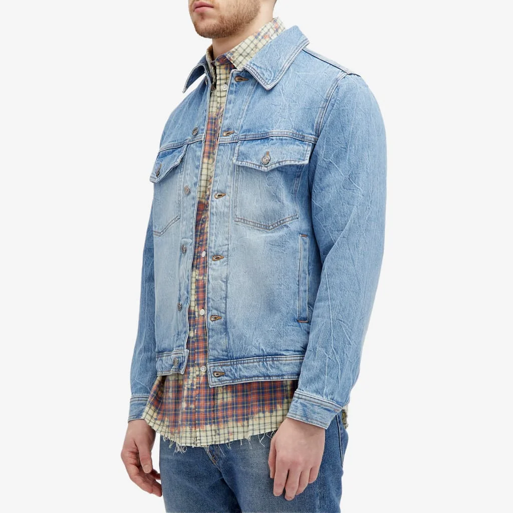 Custom vintage multiple pocket copper rivets regular fit denim jacket for men