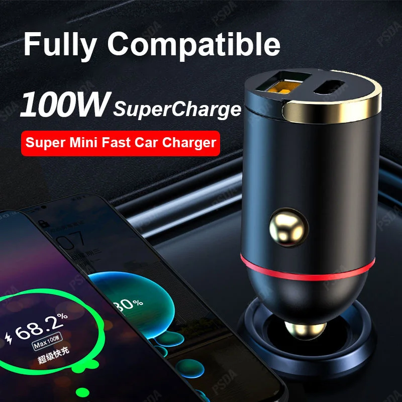 PSDA 100W QC3.0 Type C Car Charger 65W Super FlashCharge USB Car Adapter Quick Charge for Honor Vivo Oppo Huawei