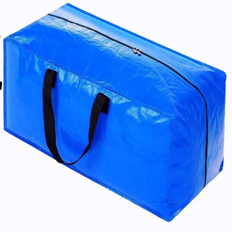 Reusable Custom Printed Ecology Heavy Duty Foldable Extra Large Capacity Moving Storage Pe Bags With Zippers