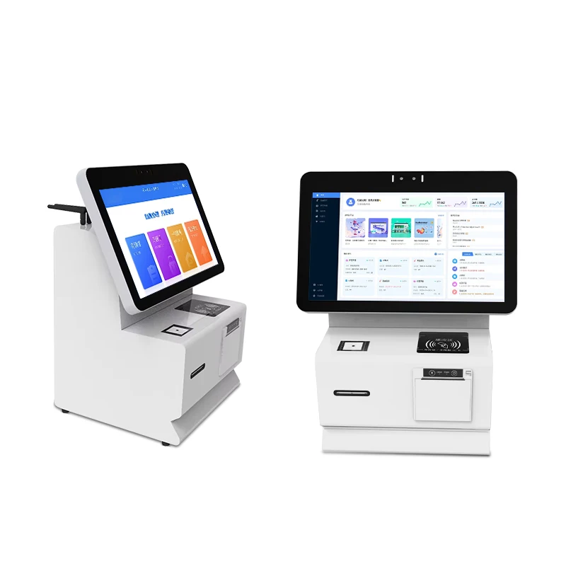 self check in kiosk countertop capacitive touch screen room card issue smart hotel self service checkout kiosk