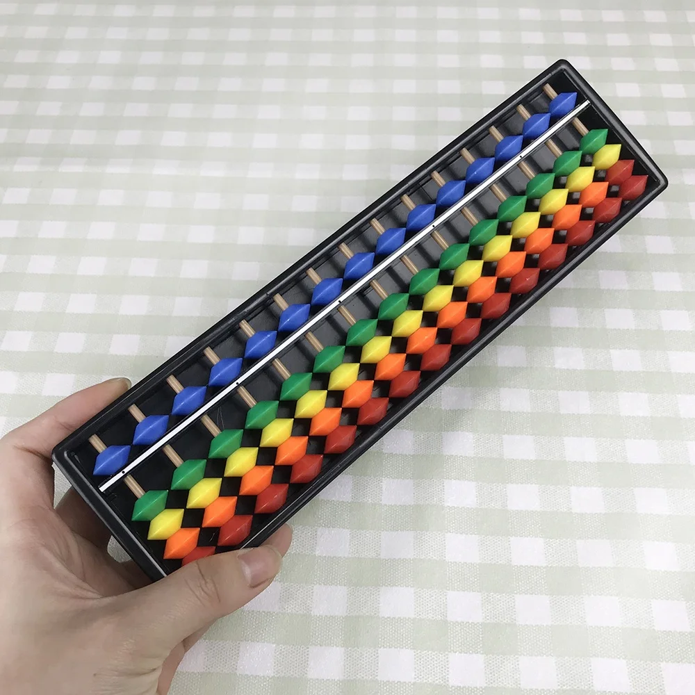 Educational plastic counting bead toys colorful 15 rod rainbow arithmetic soroban kids abacus