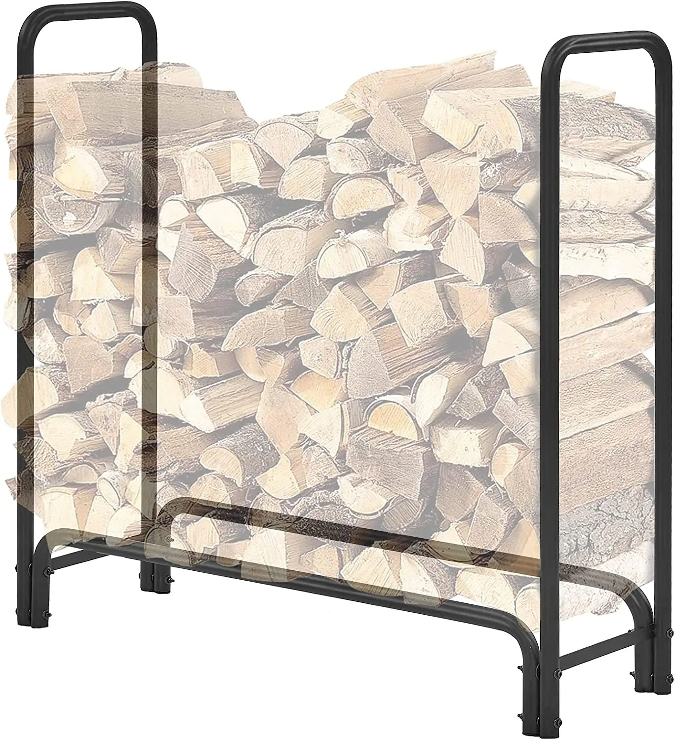 Easy Assemble Outdoor Black Heavy Duty Log Rack Wood Storage Firewood Rack