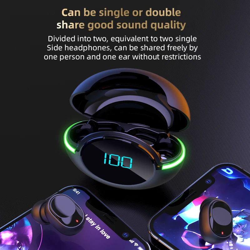 2023 new arrivals Y80 tws wireless earbuds gaming earphones headsets custom wholesale earphone headphones with led light