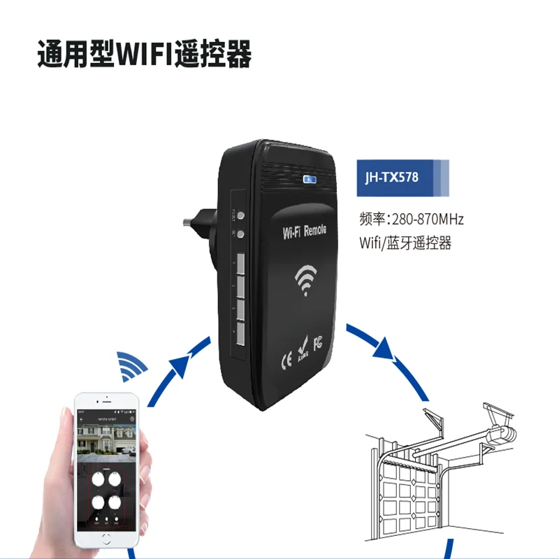 280-868MHz WiFi Multi-Frequency Remote Charger with Plug for The Sliding Gate or Garage Door