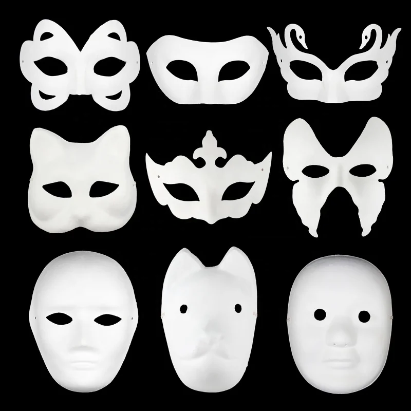 
Wholesale DIY hand painting paper party mask free paint and brushes masking paper for painting for kids 