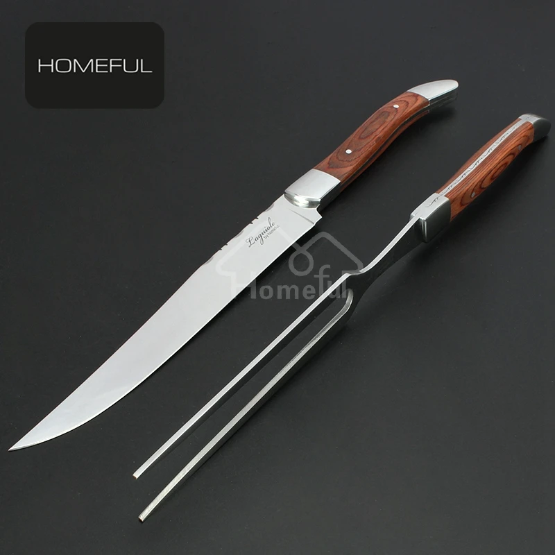 stainless steel carving knife with kitchen knife fork