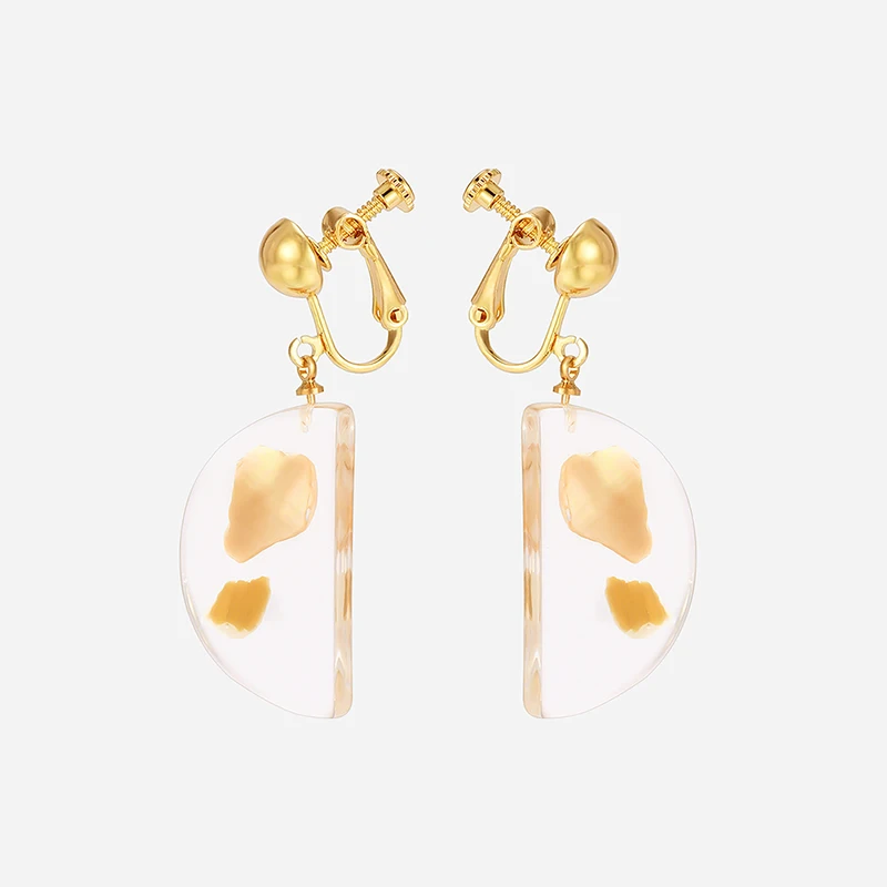 PUSHI jewelry High quality transparent acrylic resin hoop earrings semicircle earrings with cheap price