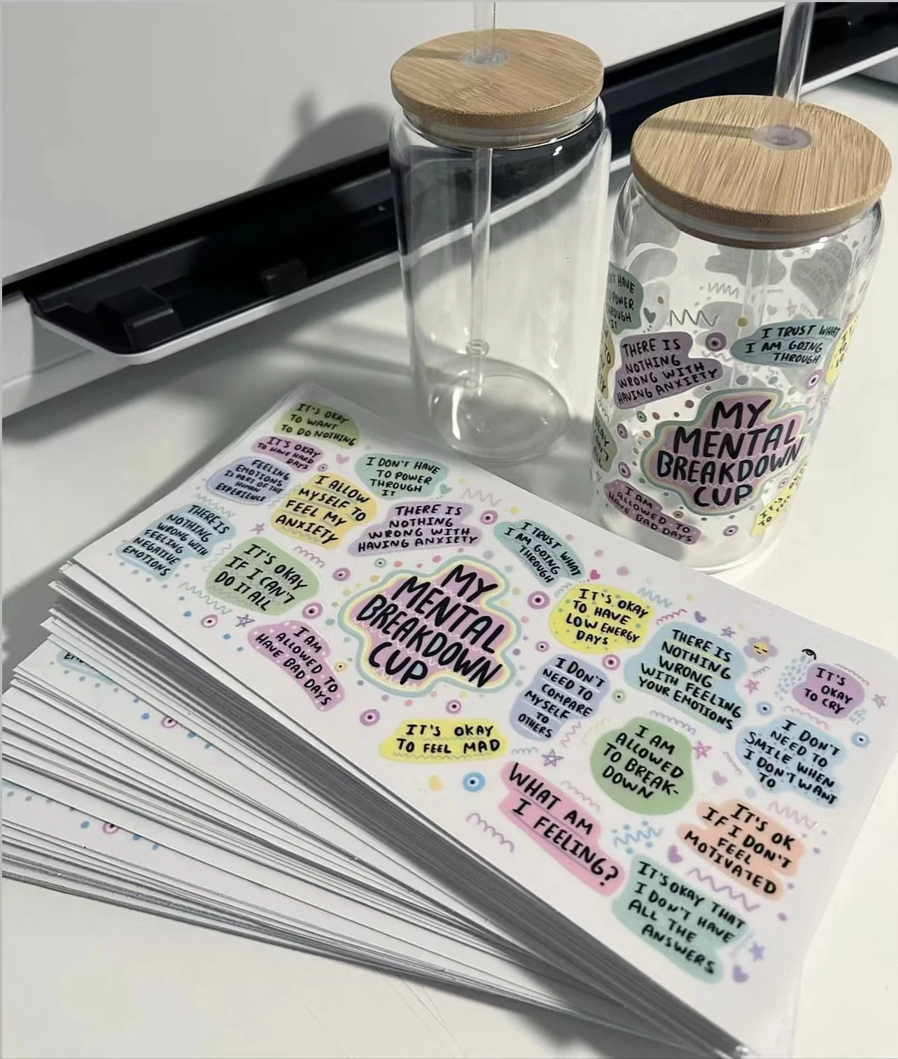 Custom Uvdtf Cup Wraps Design Ready To Ship Uc UV DTF Cup Wrap Transfer 16oz Printing Pegatina for Libbey Glass Cup Wrap Sticker