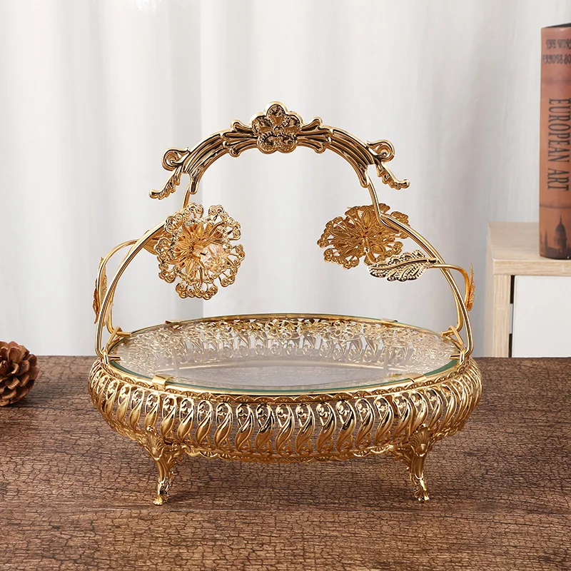 Wedding party decoration metal gold glass chocolate fruit plate cake tray