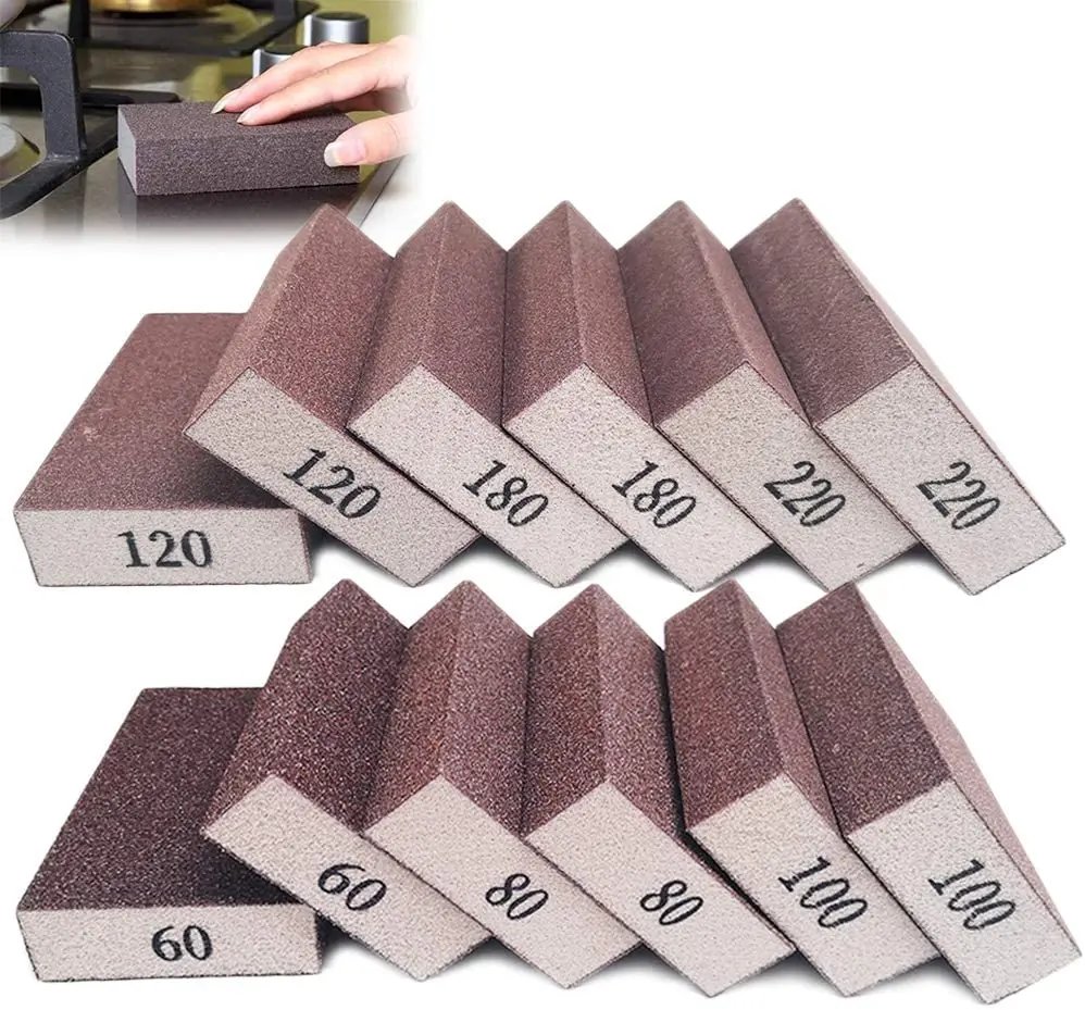 12 Pack Sanding Sponges,Wet Dry Sanding Blocks,Coarse Medium Fine Sand Foam Sandpaper in 60/80/100/120/180/220 Grits