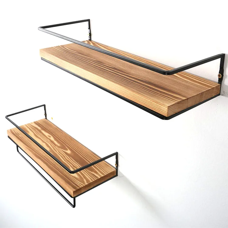 Деревянная полка-держатель OEM для кухни, стеллаж для хранения, деревянная полка-органайзер с защитной направляющей для ванной/гостиной