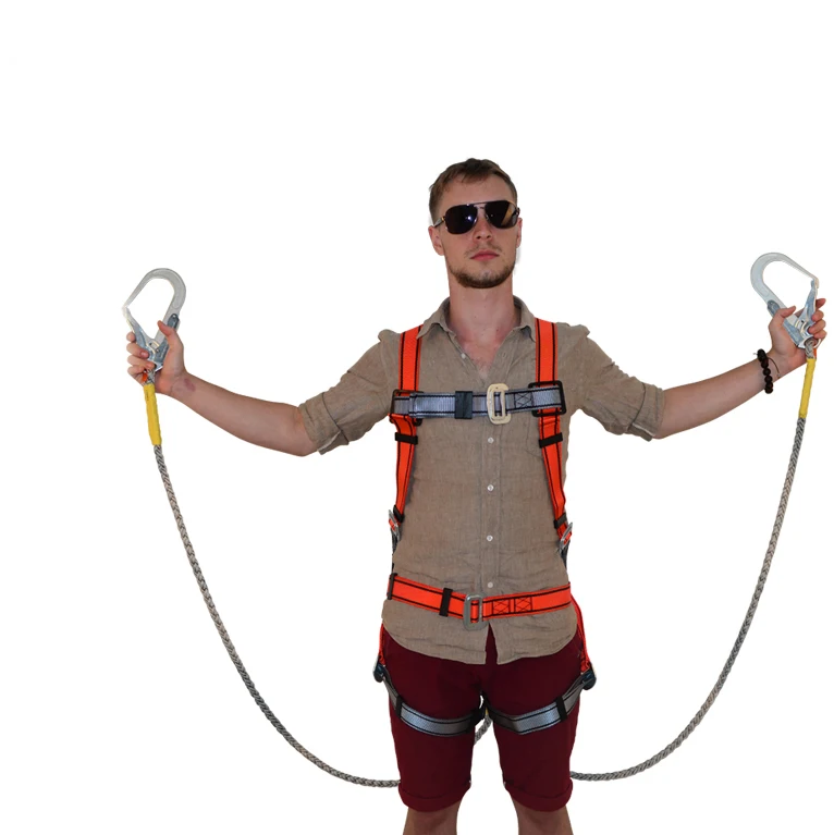 Industrial construction  electrical electrician  full body safety rope harness  with lanyard shock absorbers arnes manufacturer