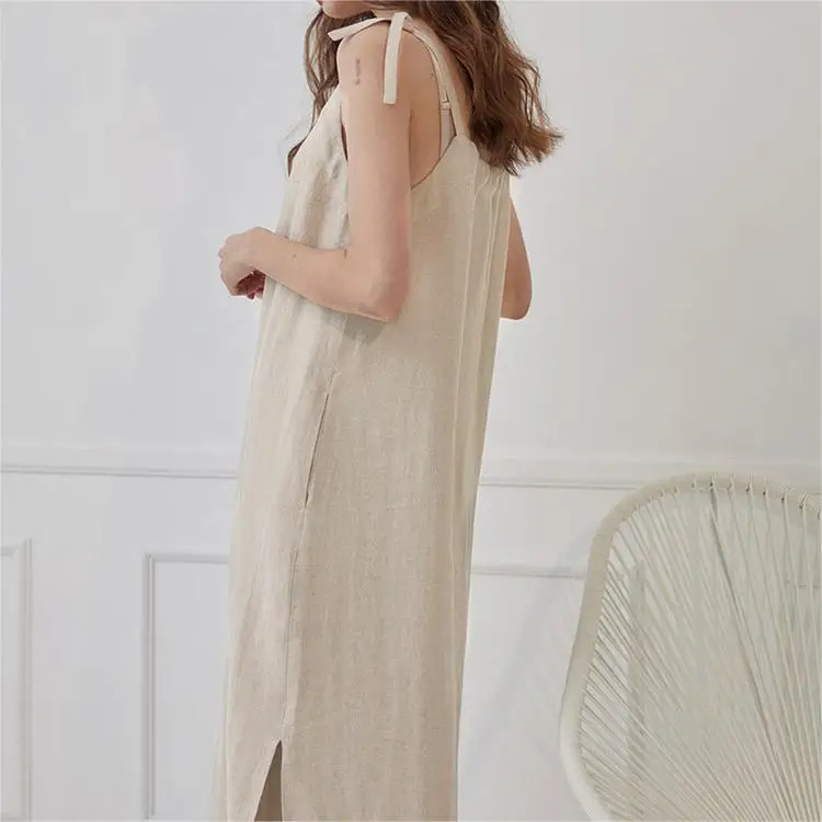 Женское однотонное платье-трапециевидная 100% с квадратным вырезом и карманами