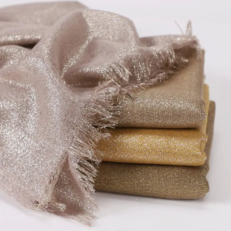 Metallic Lurex Scarf for Muslim Women Hijab 2021 Custom Wholesale Shiny Soft Shawls Reversible Glitter Tassel Scarf