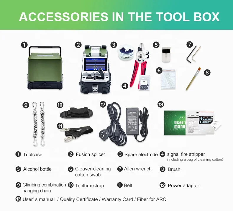 Hot sale  signal fire AI-30  Fusion Splicer machine 6 Motors 6s with 9-in-1 signal fire stripper