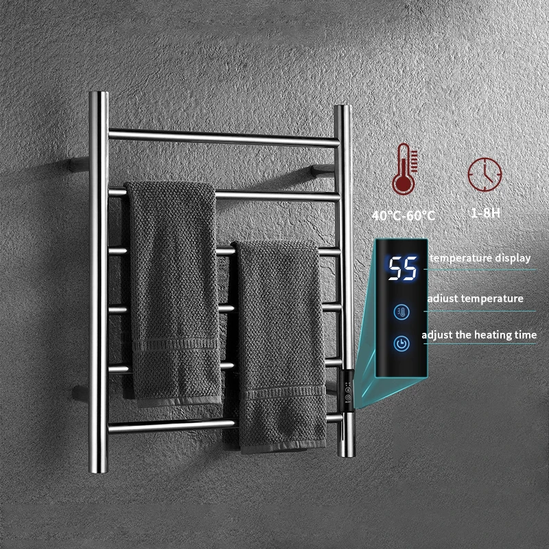 Factory Thermal Control Wall Mount 5 bar Electric Heated Towel Rack For Bathroom