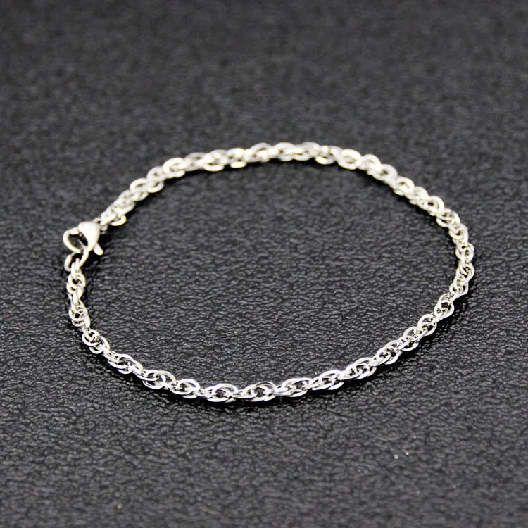 Stainless Steel Square Line Double Buckle Chain Steel Choker Necklace Clavicle Necklace Bracelet DIY Jewelry Necklace