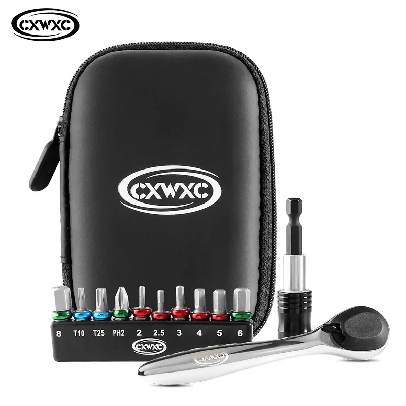 CXWXC Bicycle Multifunctional Ratchet Wrench Bike Screwdriver Set Portable Tool Kit Bicycle Accessories