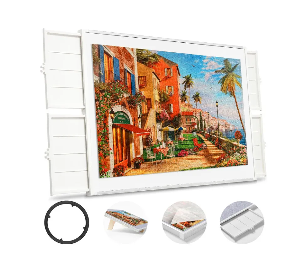 Wholesale Customized Creative Decorative Portable Lazy Susan 1500 Pieces Rotating Puzzle Board With Drawers and Cover