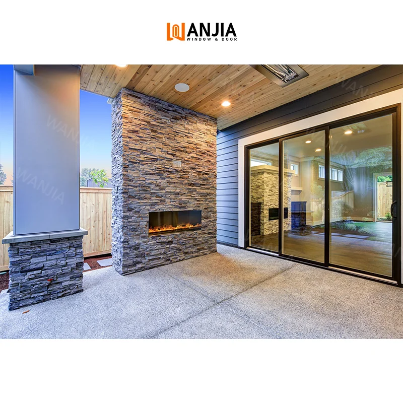 WANJIA Supplier custom external sliding aluminium doors modern lift sliding double glazed doors patio sliding glass doors