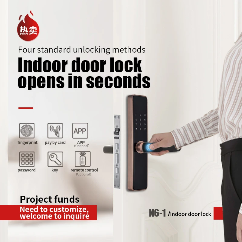 Safety gate door smart fingerprint card password lock for aluminum door
