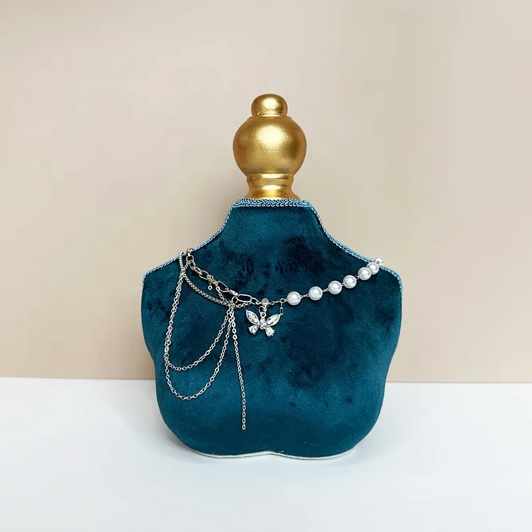 Hot Selling Multifunctional Jewelry Stand Double-sided Peacock Blue Jewelry Display Stand Jewelry Display Neck