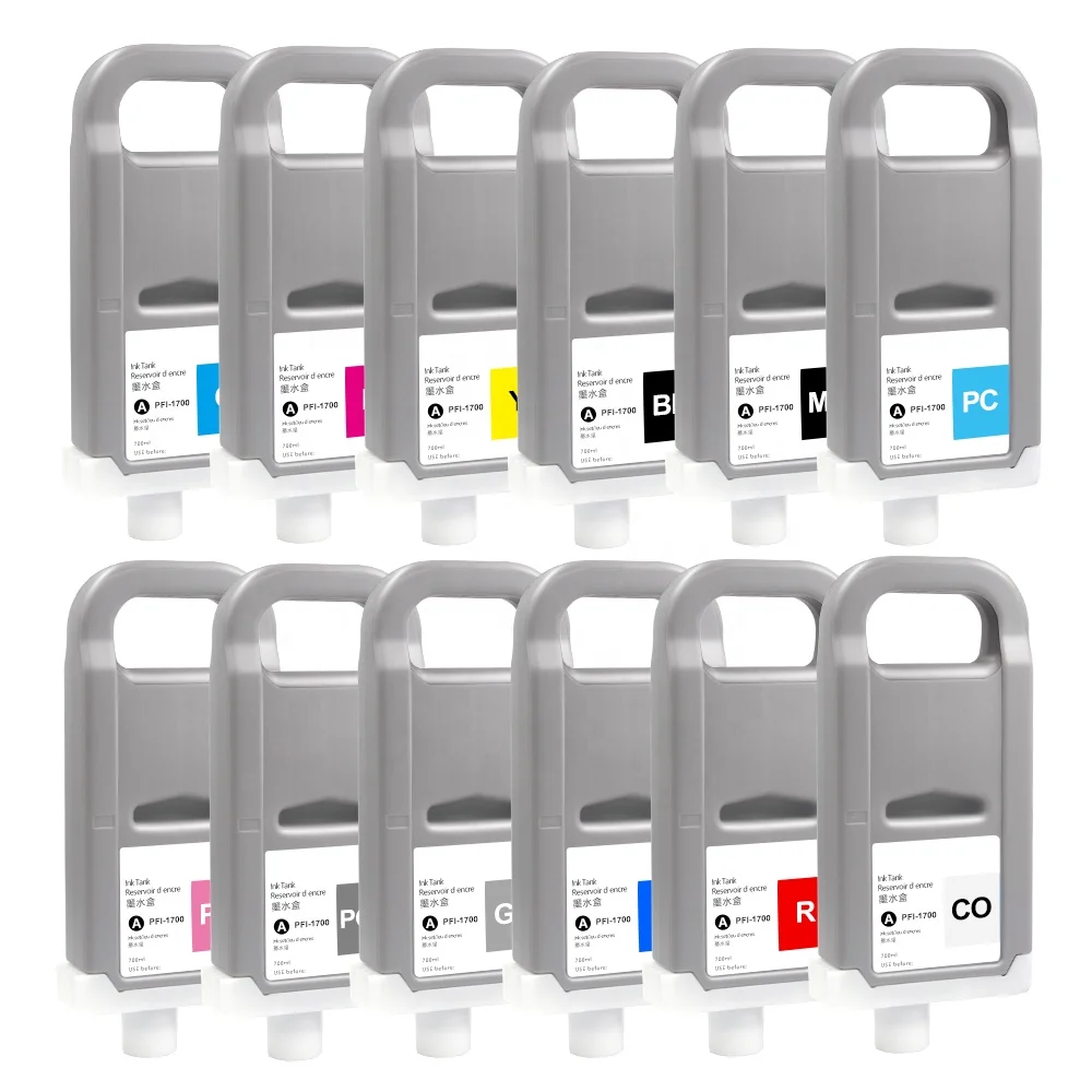 Supercolor 10 Colors PFI-2700 PFI 2700 Ink Cartridge with Pigment Ink and Chip for Canon IPF Image GP-2000 4000 Printer